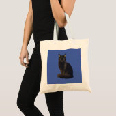 写真切り出し黒猫が君を青く見つめている トートバッグ (正面(商品))