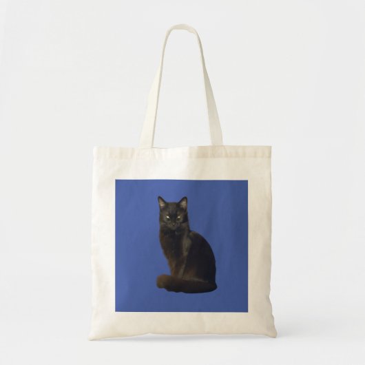 写真切り出し黒猫が君を青く見つめている トートバッグ (正面)