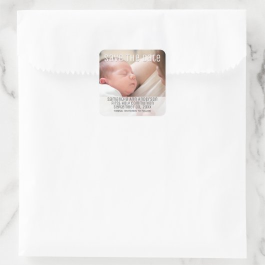 写真初の聖餐式ミニマルDIY スクエアシール (バッグ)