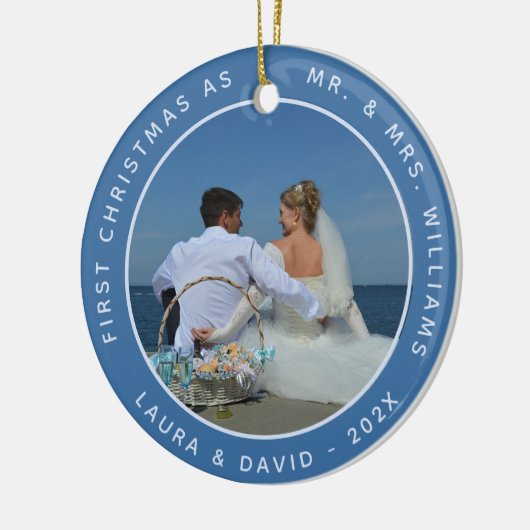 写真初めてのクリスマスはMr.Mr.And Mrs.Blue 結婚's セラミックオーナメント (左)