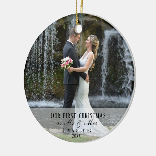 写真初めてのクリスマス結婚した2名そしてミセス セラミックオーナメント (左)