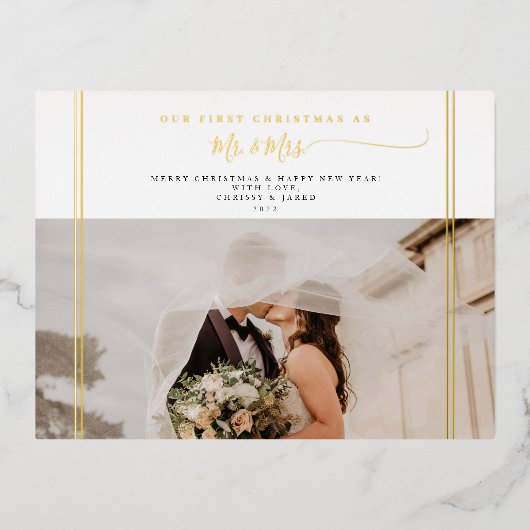 写真初めてのクリスマス 箔シーズンポストカード (正面)