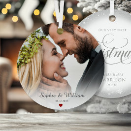 写真初めてのクリスマスMr.とMrs.オーナメント メタルオーナメント