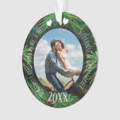 写真初めてのクリスマスMr.Mrs.Newlywed Pine オーナメント (正面)