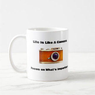 写真前向きことわざ、人生はカメラのようなものだ コーヒーマグカップ