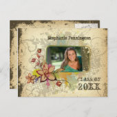 写真動揺して卒業発表 インビテーションポストカード (正面/裏面)