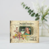 写真動揺して卒業発表 インビテーションポストカード (スタンド正面)