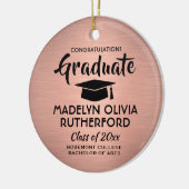 写真卒業おめでとうブラシ付きピンクローズ金ゴールド セラミックオーナメント (左)