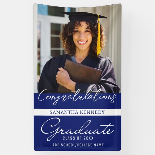 写真卒業おめでとう2023年卒業クラス青 横断幕 (縦)