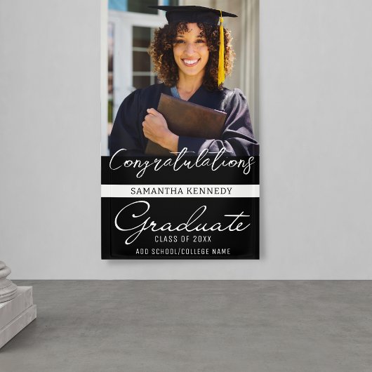 写真卒業おめでとう2025年卒業クラスBlack 横断幕