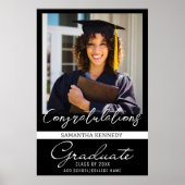 写真卒業おめでとう20Xxブラックの卒業クラス ポスター (正面)