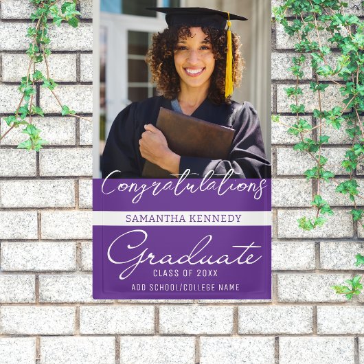 写真卒業おめでとうGrad 2023紫 横断幕