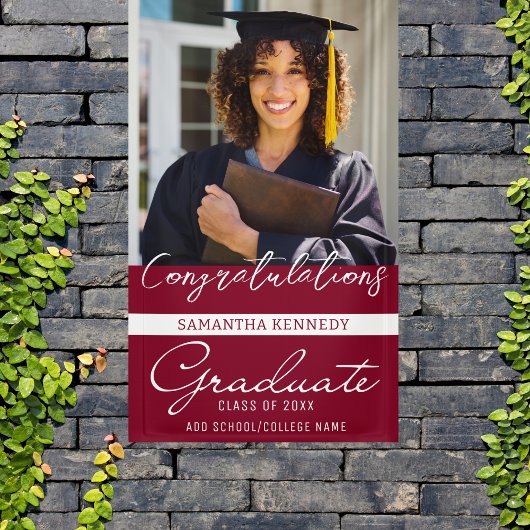 写真卒業おめでとうGrad 2023 Burgundy 横断幕