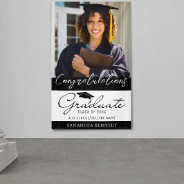写真卒業おめでとうGrad 2025ブラック 横断幕