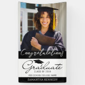 写真卒業おめでとうGrad 2025ブラック 横断幕 (縦)