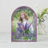 写真卒業のお知らせお洒落パープル 招待状 (スタンド正面)