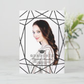 写真卒業のお知らせ白黒ジェム 案内状 (スタンド正面)