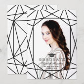 写真卒業のお知らせ白黒ジェム 案内状 (正面/裏面)