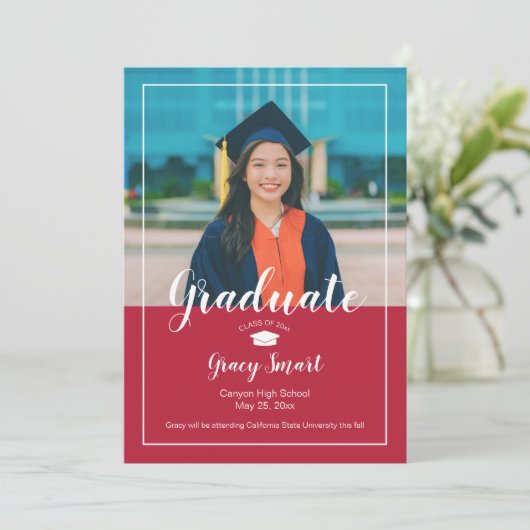 写真卒業のお知らせ – スクールカラー 招待状 (スタンド正面)