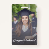 写真卒業エレガント祝モダン バッジ (裏面)