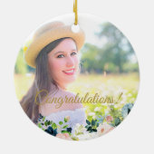 写真卒業エレガント金ゴールドスクリプトのクラス年 セラミックオーナメント (裏面)