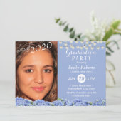 写真卒業エレガント青あじさいフローラ 招待状 (スタンド正面)