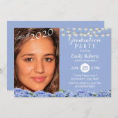 写真卒業エレガント青あじさいフローラ 招待状 (正面/裏面)