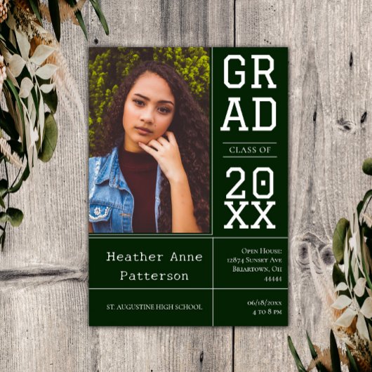 写真卒業オープンハウス |エメラルドグリーン 招待状