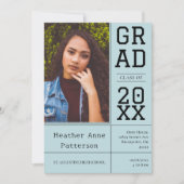 写真卒業オープンハウス |ティール（緑がかった色）招待状 招待状 (正面)