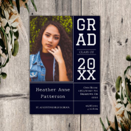 写真卒業オープンハウス |ネイビー招待状 招待状