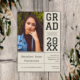 写真卒業オープンハウス |ベージュ招待状 招待状