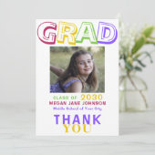 写真卒業カラフル8年生タイポグラフィ サンキューカード (スタンド正面)