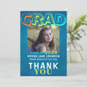 写真卒業カラフル8年生タイポグラフィ サンキューカード (スタンド正面)