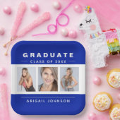 写真卒業コラージュ大学院青と白 ペーパープレート (パーティー)