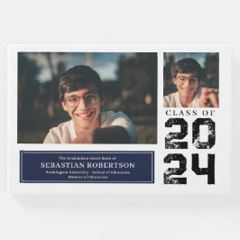 写真卒業スクールブルー&ホワイトゲストブック ゲストブック