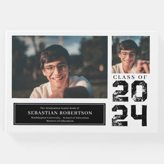 写真卒業スクール白黒ゲストブック ゲストブック (正面)