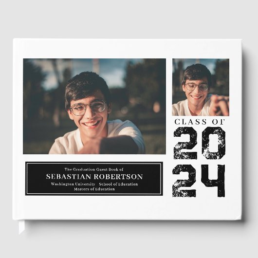 写真卒業スクール白黒ゲストブック ゲストブック (正面)