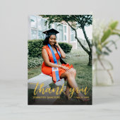 写真卒業ハット書道ありがとう 箔招待状 (立ち正面)