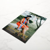 写真卒業ハット書道ありがとう 箔招待状 (回転した状態)