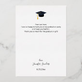 写真卒業ハット書道ありがとう 箔招待状 (裏面)