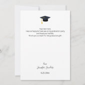 写真卒業ハット書道サンキューカード 招待状 (裏面)