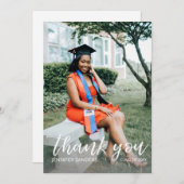 写真卒業ハット書道サンキューカード 招待状 (正面/裏面)