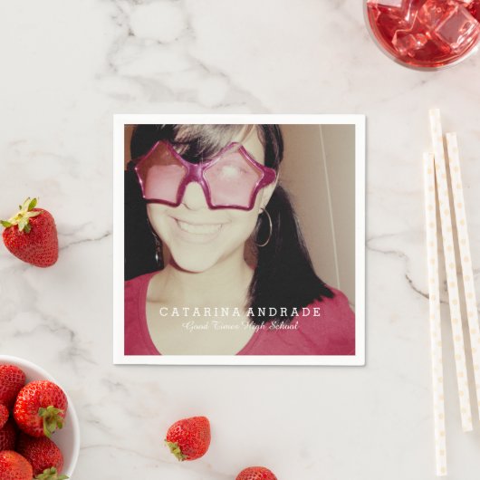 写真卒業パーティモダン高校カスタム スタンダードカクテルナプキン (インサイチュ)