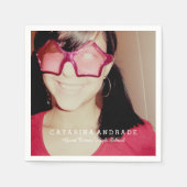 写真卒業パーティモダン高校カスタム スタンダードカクテルナプキン (正面)