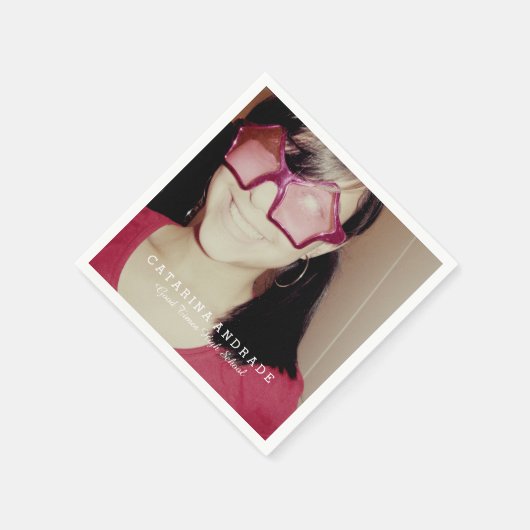 写真卒業パーティモダン高校カスタム スタンダードカクテルナプキン (角)