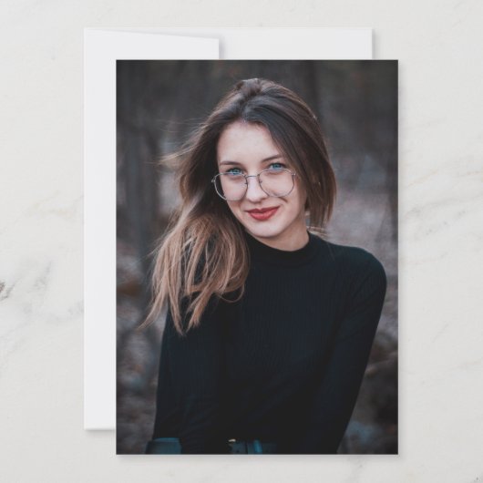 写真卒業パーティーのキャップオフ 招待状 (裏面)