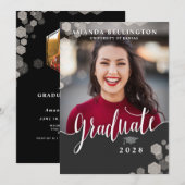 写真卒業パーティーのスクリプト 招待状 (正面/裏面)