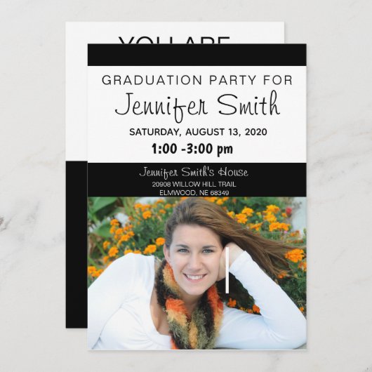 写真卒業パーティー招待状，コロナウイルス 案内状 (正面/裏面)