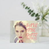 写真卒業パーティー招待状。セーブザデート. ポストカード (スタンド正面)