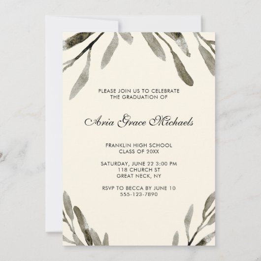 写真卒業パーティー植物学かわいらし院 招待状 (裏面)